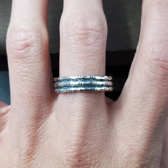 Size 10 Sterling Silver Cool Triple Layered Ring - Picture 1 of 6